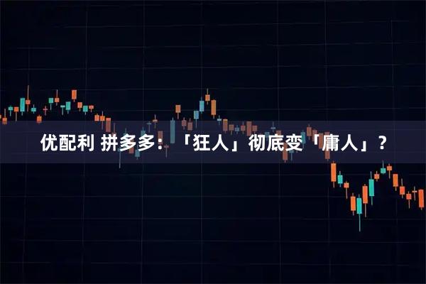 优配利 拼多多:「狂人」彻底变「庸人」?