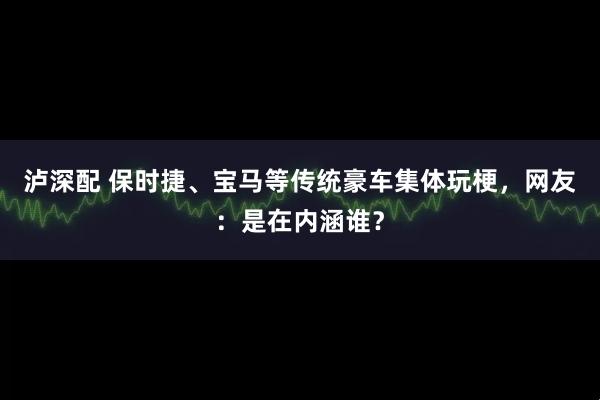 泸深配 保时捷、宝马等传统豪车集体玩梗，网友：是在内涵谁？