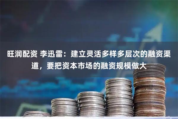 旺润配资 李迅雷：建立灵活多样多层次的融资渠道，要把资本市场的融资规模做大