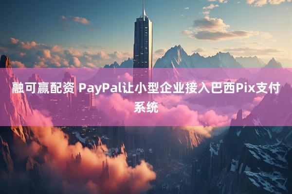 融可赢配资 PayPal让小型企业接入巴西Pix支付系统