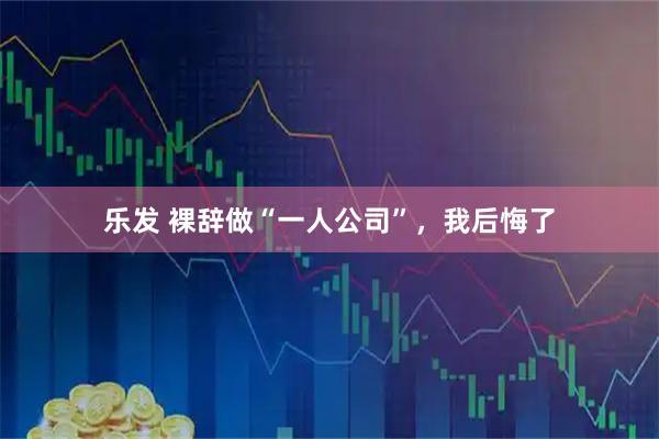 乐发 裸辞做“一人公司”，我后悔了