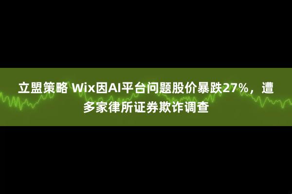 立盟策略 Wix因AI平台问题股价暴跌27%，遭多家律所证券欺诈调查